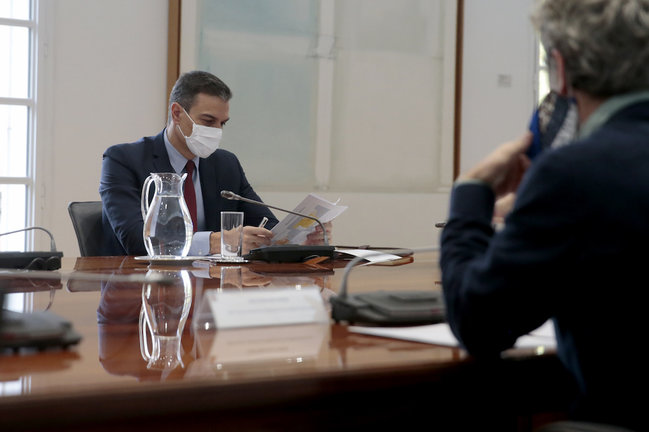 El presidente del Gobierno, Pedro Sánchez, preside la reunión del Comité de Seguimiento del Coronavirus en Moncloa. /JM Cuadrado