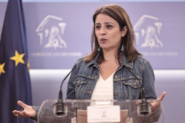 La vicesecretaria general del PSOE y portavoz en el Congreso, Adriana Lastra, en rueda de prensa el 15 de junio de 2021