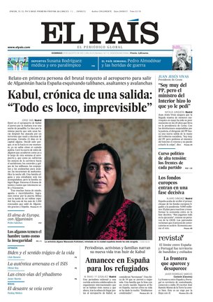 Portada de El País del 29 de agosto de 2021.