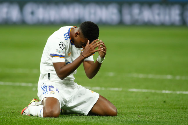 Rodrygo Silva De Goes of Real Madrid laments during the UEFA Champions League, Group D, football match played between Real Madrid and FC Sheriff Tiraspol at Santiago Bernabeu stadium on Septenber 28, 2021, in Madrid, Spain.
AFP7 /  Europa Press
28/9/2021 ONLY FOR USE IN SPAIN