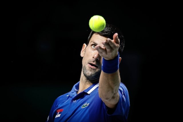 El servio Novak Djokovic durante el torneo de la Copa Davis en Madrid. / afp