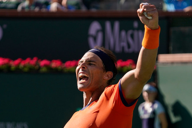 Rafa Nadal celebra su victoria en Indian Wells.Mark J. TerrillAP