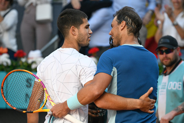 Los tenistas Rafa Nadal y Carlos Alcaraz. / José Oliva