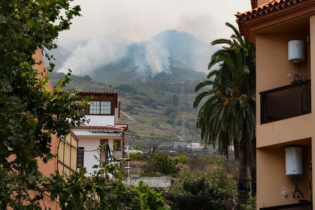 El incendio forestal avanza sin control por once municipios de Tenerife. EFE / Alberto Valdés