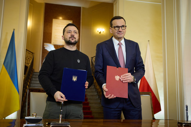 El presidente de Polonia, Mateusz Morawiecki, recibe en Varsovia al presidente de Ucrania, Volodimir Zelenski. / ALERTA