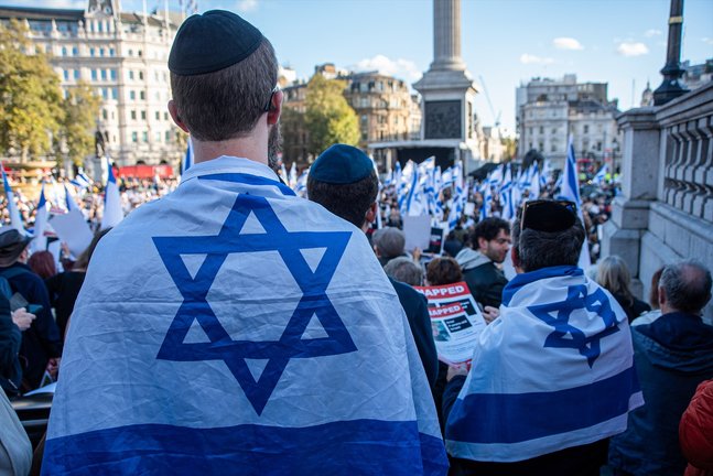 Manifestación en Londres en apoyo al Gobierno de Israel.