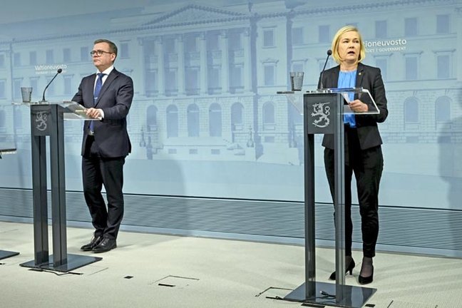 El primer ministro de Finlandia, Petteri Orpo, y la ministra del Interior, Mari Rantanen. / Emmi Korhonen