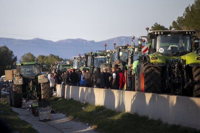 Los agricultores en una de las protestas. EP / Lorena Sopêna