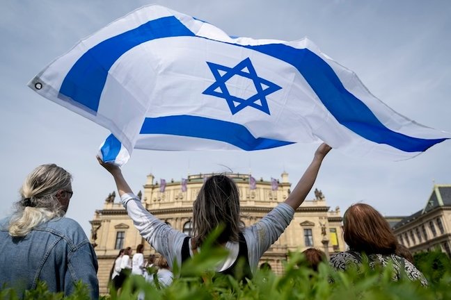14 April 2024, Czech Republic, Prague: People take part in a parade in support of Israel, organized by the Czech branch of the International Christian Embassy Jerusalem (ICEJ). Photo: Deml Ondøej/CTK/dpa
14/4/2024 ONLY FOR USE IN SPAIN