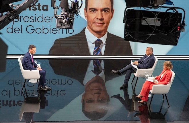 Pedro Sánchez, Presidente del Gobierno, en el Telediario de TVE. / TVE