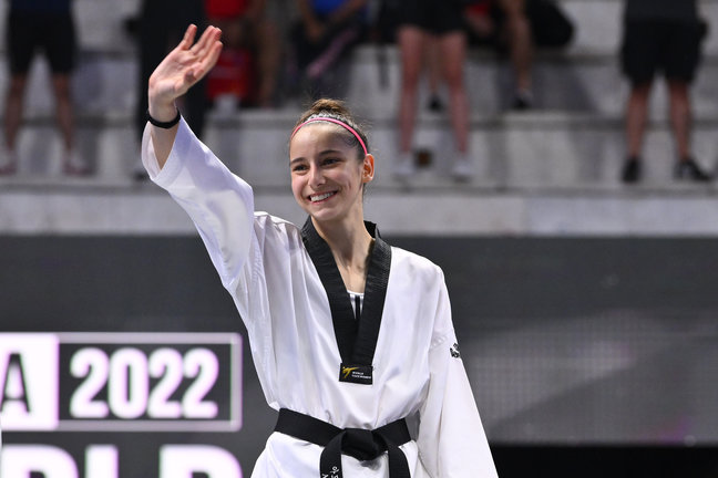 La taekwondista española Adriana Cerezo, en el Grand Prix de Roma 2022. / Domenico Cippitelli