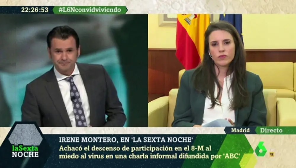 Irene Montero en el programa de la Sexta Noche.