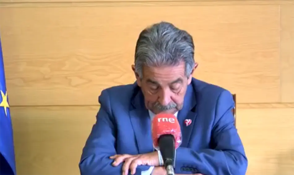El presidente de Cantabria, Miguel &Aacute;ngel Revilla durante la rueda de prensa ofrecida hoy. / Captura de pantalla