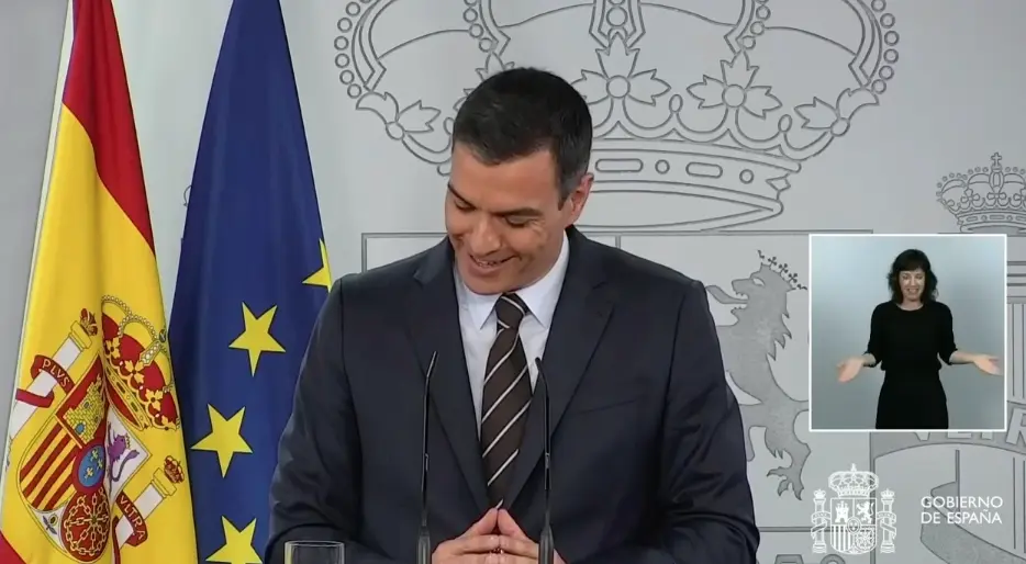 El presidente Pedro S&aacute;nchez durante la rueda de prensa.