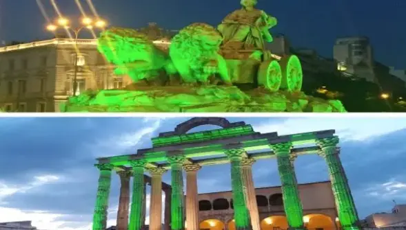 Cibeles (Madrid) y el Templo Diana (M&eacute;rida) iluminadas en apoyo a la campa&ntilde;a #LuzporlaELA