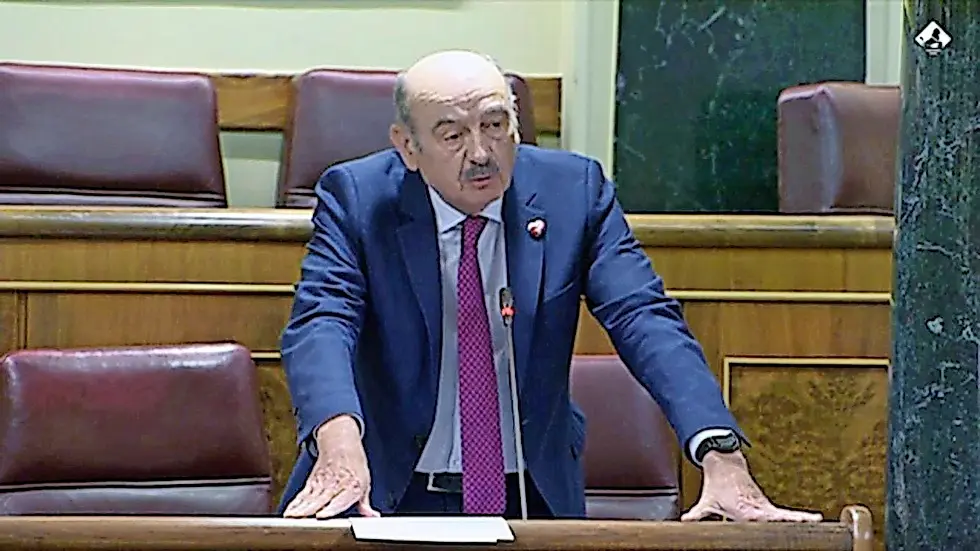 Jos&eacute; Mar&iacute;a Maz&oacute;n durante su intervenci&oacute;n en el Parlamento. / alerta
