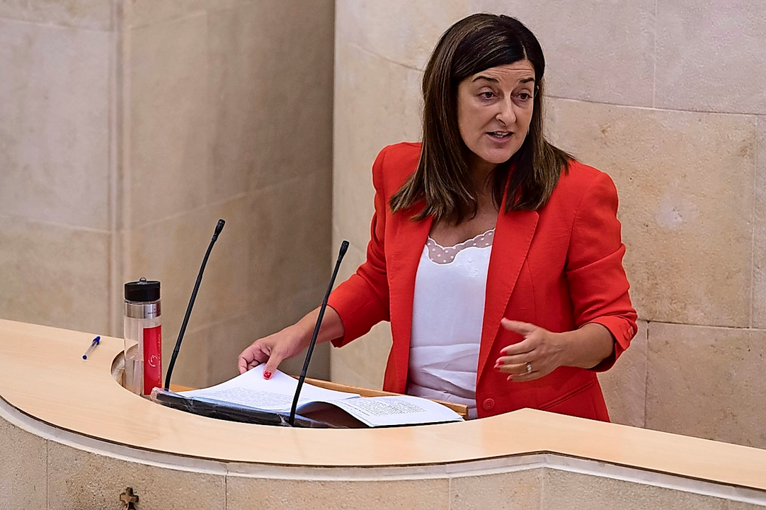 Mar&iacute;a Jos&eacute; S&aacute;enz de Buruaga durante su intervenci&oacute;n. / alerta