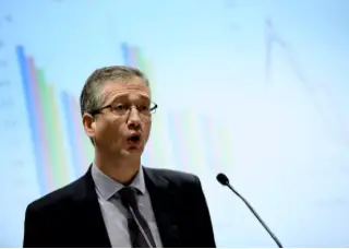 El presidente del Banco de Espa&ntilde;a, Pablo Hern&aacute;ndez de Cos, durante su intervenci&oacute;n en la inauguraci&oacute;n de la jornada 'Spanish Capital Markets Conference' organizada por Afme y AEB, en Madrid (Espa&ntilde;a), a 13 de febrero de 2020. - &Oacute;scar Ca&ntilde;as - Europa Press
