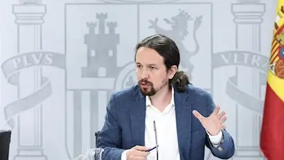 El vicepresidente y ministro de Derechos Sociales y Agenda 2030, Pablo Iglesias, durante la rueda de prensa posterior al Consejo de Ministros en Moncloa, en Madrid (Espa&ntilde;a), a 7 de julio de 2020. - EUROPA PRESS/E. Parra. POOL - Europa Press