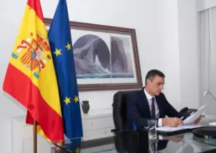 El presidente de Gobierno, Pedro S&aacute;nchez, durante la conferencia internacional de apoyo al L&iacute;bano convocada por el presidente franc&eacute;s, Emmanuel Macron, junto con el secretario general de Naciones Unidas, Ant&oacute;nio Guterres - Moncloa