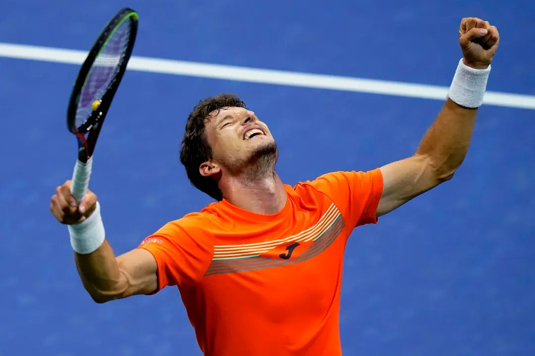 Carre&ntilde;o celebra su victoria sobre Shapovalov en Nueva York. / EP