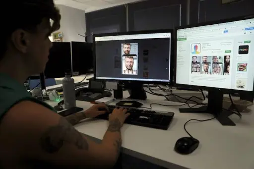 Una persona utiliza la aplicaci&oacute;n 'FaceApp', que dispar&oacute; todas las alarmas sobre la protecci&oacute;n de los datos personales y su utilizaci&oacute;n por terceros. EFE/ Sergio Barrenechea/Arc
