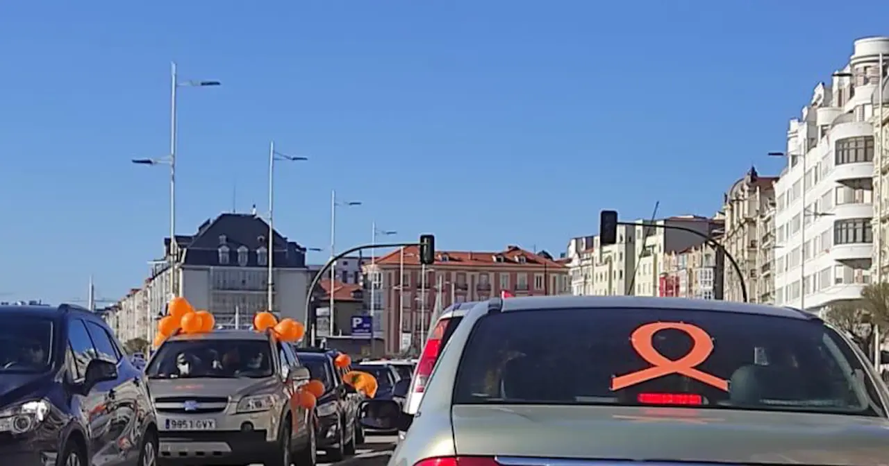 Caravana de coches ha recorrido Santander, haciendo sonar sus bocinas, para expresar su rechazo a la reforma educativa.