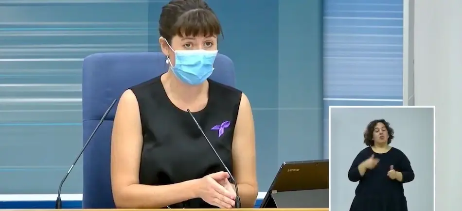 La directora general de Salud P&uacute;blica de Cantabria, Paloma Navas durante la rueda de prensa ofrecida hoy. / ALERTA