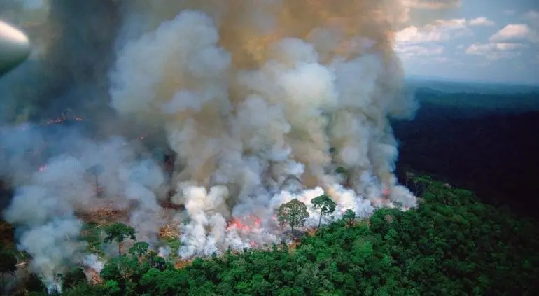 Vista a&eacute;rea de los efectos de un de incendio en la Amazon&iacute;a de Rondonia (Brasil). EFE/Jo&eacute;dson Alves/Archivo