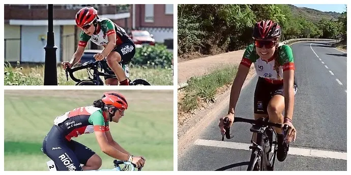 Ania Horcajada, Alba Leonardo y Eva Anguela, campeona de Espa&ntilde;a junior en ruta.