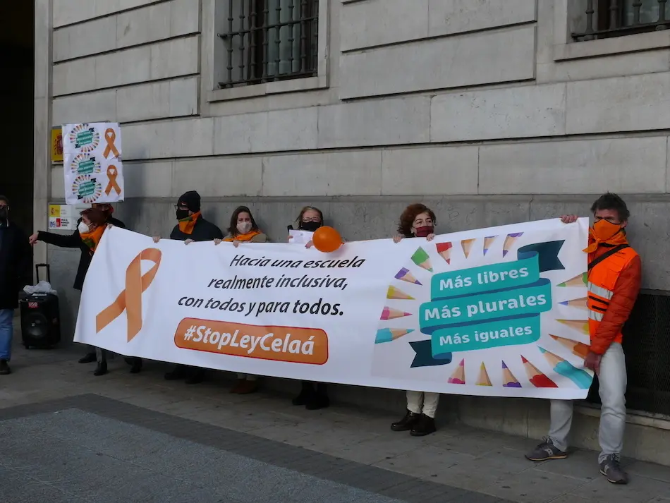 Representantes de los colectivos que conforman la plataforma "Mas Plurales en la manifestaci&oacute;n de ayer. / ALERTA