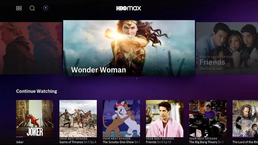 Fotograf&iacute;a cedida por Warner Media donde se muestra la pantalla de selecci&oacute;n de pel&iacute;culas de la plataforma de estreaming de HBO Max. EFE/Warner Media
