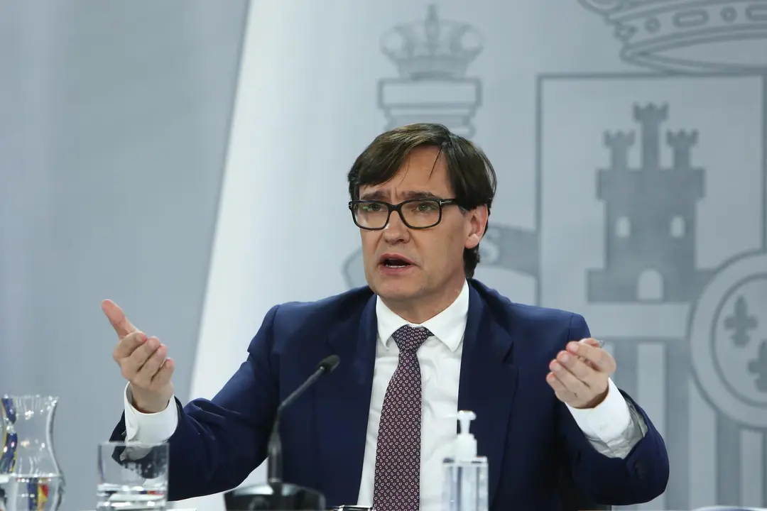 El ministro de Sanidad, Salvador Illa, ofrece una rueda de prensa tras la reuni&oacute;n del Consejo Interterritorial del Sistema Nacional de Salud, en Madrid (Espa&ntilde;a), a 28 de diciembre de 2020.