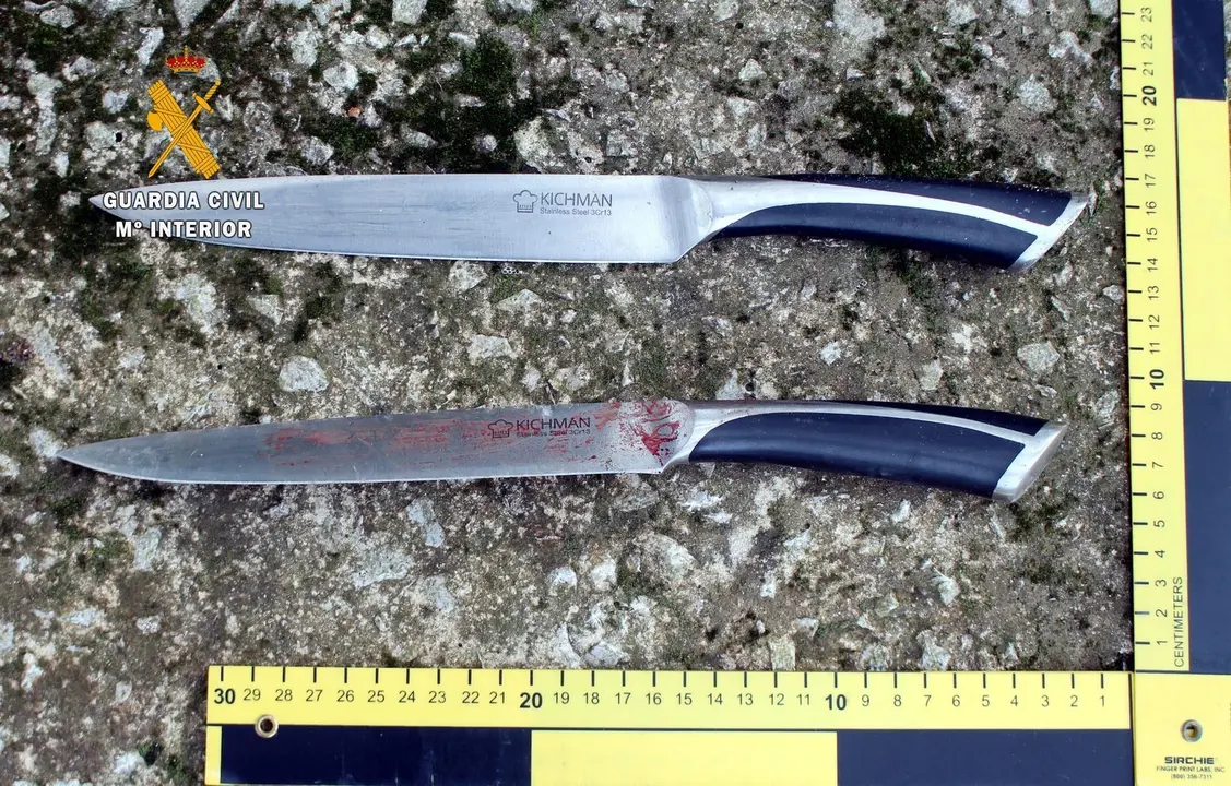 Cuchillos utilizados en el apu&ntilde;alamiento de Hoznayo.