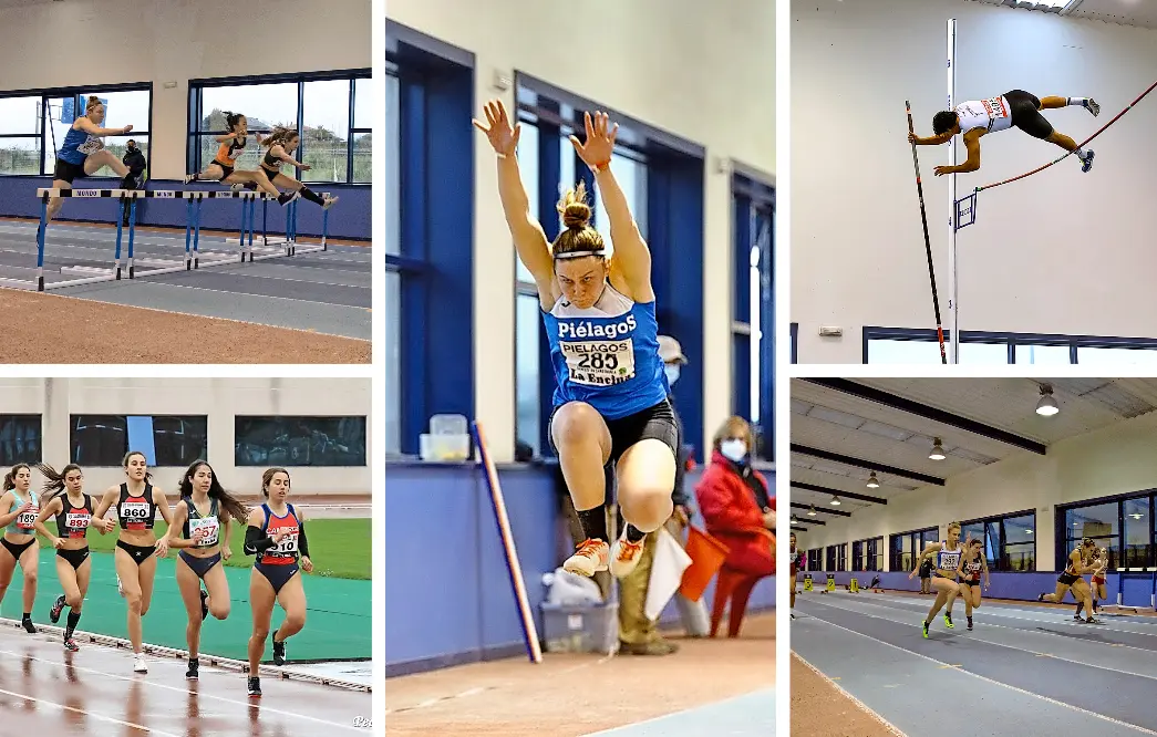 Lara G&oacute;mez venci&oacute; en los 60 metros lisos. / mario fuenteLuc&iacute;a Monte, en cabeza de la prueba de 800 metros lisos. / Aboitiz Luis Enrique Salcedo, en la prueba de p&eacute;rtiga. / Sol ZBPrueba de vallas en el m&oacute;dulo cubierto de La Albericia. / Mario fuente