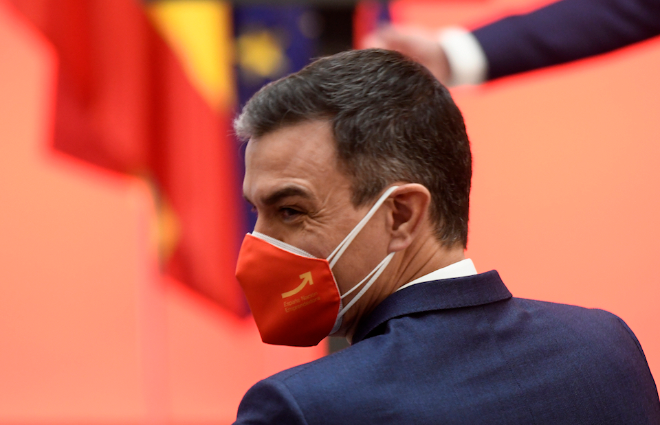 El presidente del Gobierno, Pedro S&aacute;nchez, durante la presentaci&oacute;n de la Estrategia Espa&ntilde;a Naci&oacute;n Emprendedora en Moncloa. / O.CA&Ntilde;AS.POOL / Europa Press
