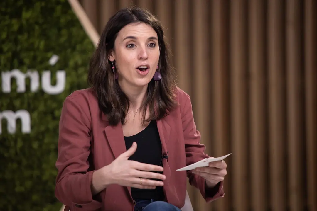 La ministra de Igualdad, Irene Montero, durante el acto de En Com&uacute; Podem &lsquo;El cambio feminista que Catalu&ntilde;a merece&rsquo;, en Barcelona, Catalunya (Espa&ntilde;a), a 5 de febrero de 2021.