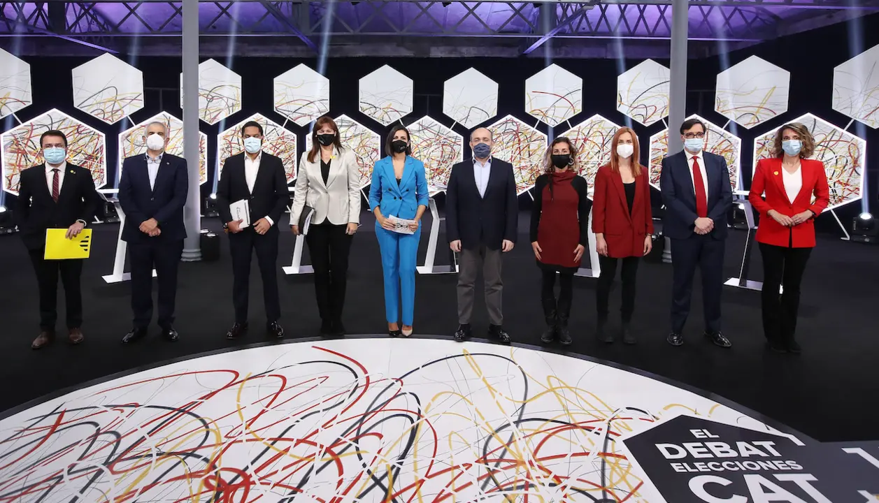 Los participantes en el debate de candidatos a las elecciones catalanas del 14F, emitido por La Sexta el 11 de febrero. JOS&Eacute; IR&Uacute;N - LA SEXTA