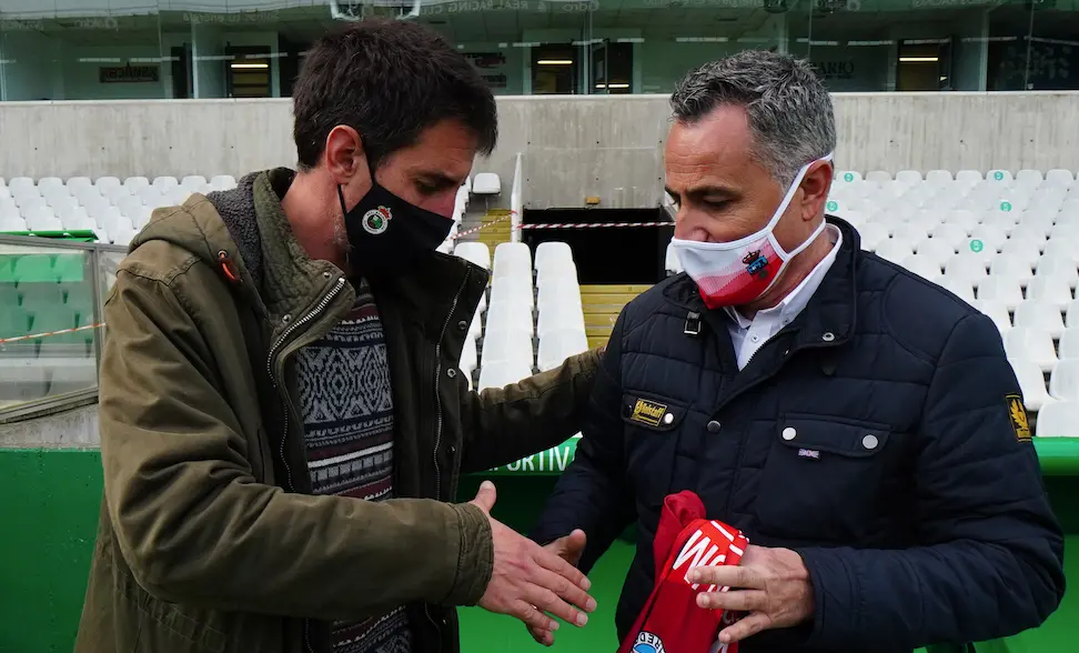 Manu Calleja y Solabarrieta, ayer en Los Campos de Sport. / Hardy