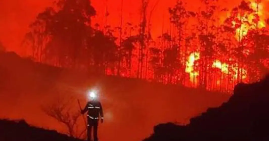 Los bomberos intentando sofocar uno de los incendios provocados en nuestra region. / alerta
