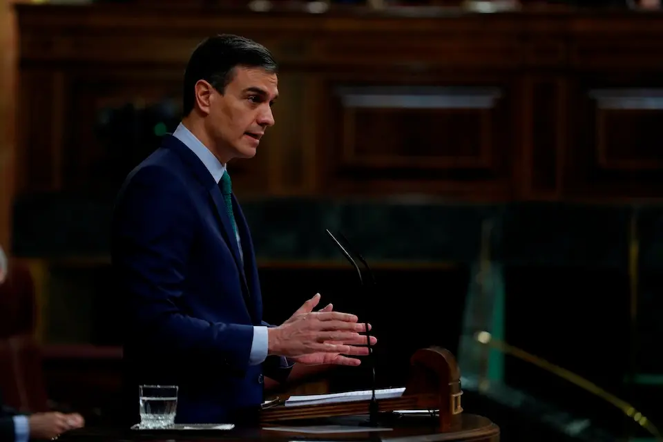 MADRID, 24/02/2021.-El presidente del Gobierno, Pedro S&middot;nchez, interviene este mi&Egrave;rcoles durante la sesi&Ucirc;n de control en el Congreso de los Diputados. EFE/Emilio Naranjo
