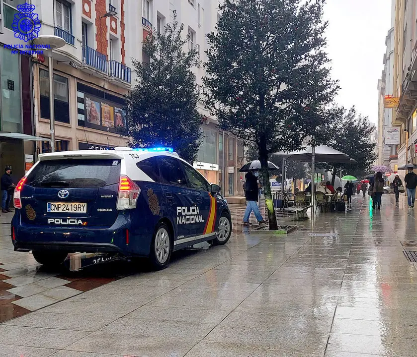 Vista de la patrulla de la Polic&iacute;a Nacional en el lugar de los hechos. / P.N.