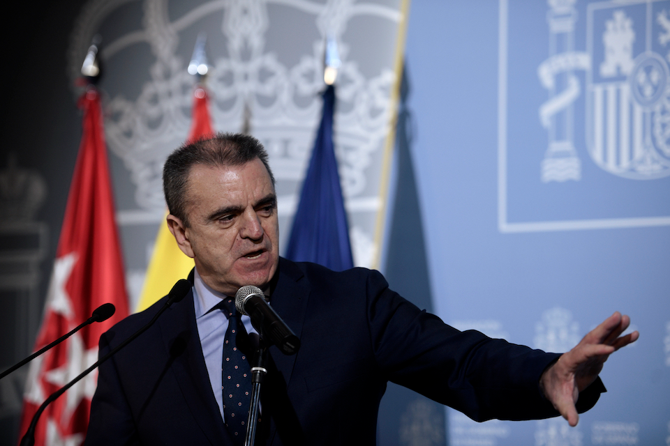 El delegado del Gobierno en Madrid, Jos&eacute; Manuel Franco, comparece en rueda de prensa en la sede de la Delegaci&oacute;n del Gobierno en Madrid (Espa&ntilde;a), a 4 de marzo de 2021. Franco comparece para explicar la decisi&oacute;n de la Delegaci&oacute;n del Gobierno en Madrid de prohibir todas las marchas y manifestaciones comunicadas previstas para el domingo 7 y el lunes 8 de marzo de 2021 en la regi&oacute;n. La Delegaci&oacute;n ha tomado esta decisi&oacute;n tras "estudiar detalladamente" cada una de las peticiones presentadas (recorridos establecidos, previsi&oacute;n de asistencia, duraci&oacute;n y lugares de celebraci&oacute;n, entre otros detalles), y teniendo en cuenta las posibles confluencias de distintas concentraciones multitudinarias en varias zonas de Madrid.
04 MARZO 2021;JOSE MANUEL FRANCO;RUEDA DE PRENSA
&Oacute;scar Ca&ntilde;as / Europa Press
4/3/2021