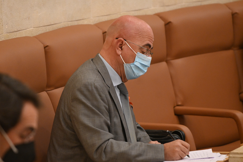 El diputado C&eacute;sar Pascual durante la sesi&oacute;n parlamentaria en Cantabria. / HARDY