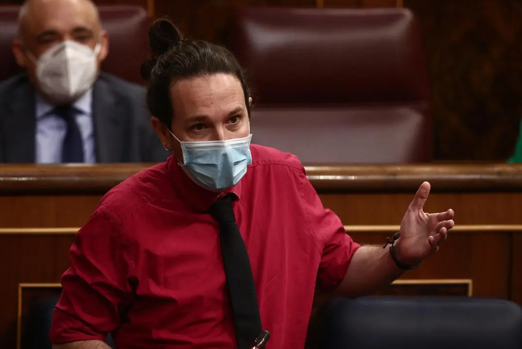 El vicepresidente segundo del Gobierno, Pablo Iglesias, interviene durante una sesi&oacute;n de Control al Gobierno en el Congreso de los Diputados, en Madrid, (Espa&ntilde;a), a 17 de marzo de 2021. 