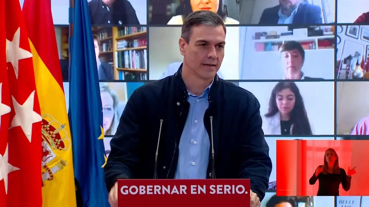 El presidente del Gobierno y secretario general del PSOE, Pedro S&aacute;nchez, en la presentaci&oacute;n de la candidatura de &Aacute;ngel Gabilondo.