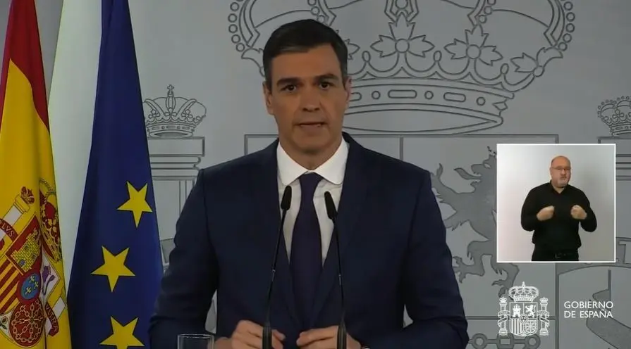 El presidente del Gobierno, Pedro S&aacute;nchez durante la rueda de prensa.