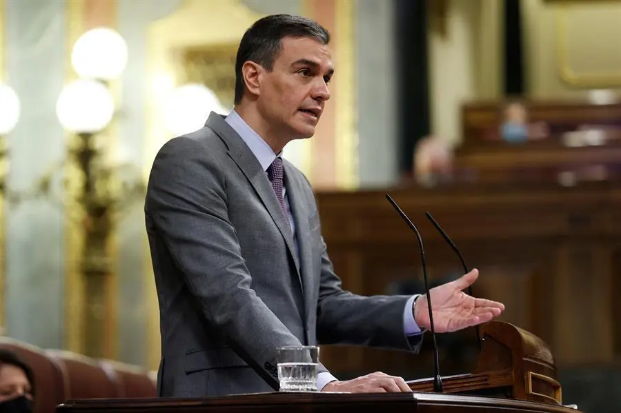 El presidente del Gobierno, Pedro S&aacute;nchez durante su intervenci&oacute;n este mi&eacute;rcoles al Congreso. EFE/Chema Moya