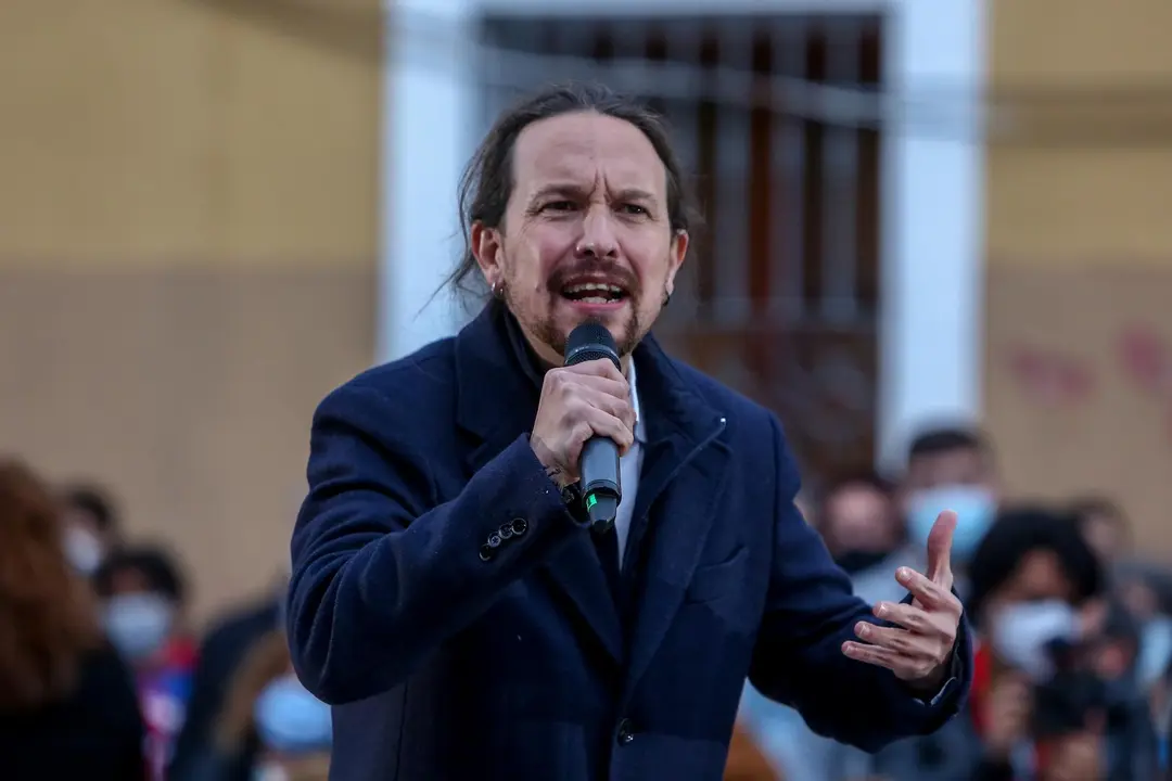 El candidato de Unidas Podemos a la Presidencia de la Comunidad, Pablo Iglesias durante un acto del partido a 23 de abril de 2021 en el distrito de Villaverde, en Madrid (Espa&ntilde;a). Foto de archivo.
