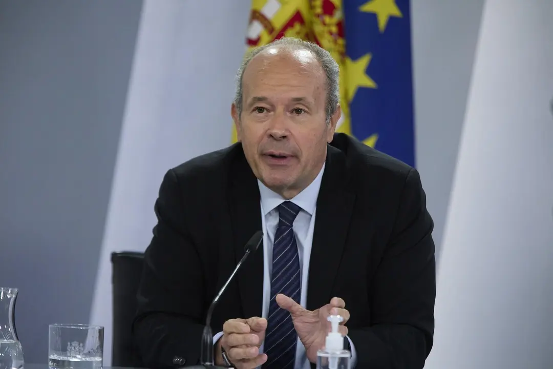 El ministro de Justicia, Juan Carlos Campo, interviene en la rueda de prensa posterior al Consejo de Ministros.